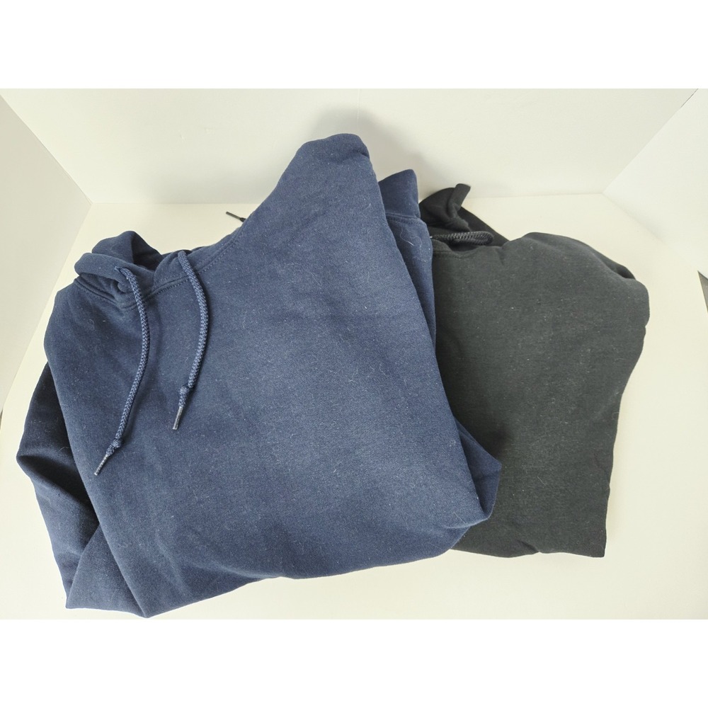 Gildan Blk Navy NWOT Hoodie Sweatshirt Plain blank for printing projects x2 MD